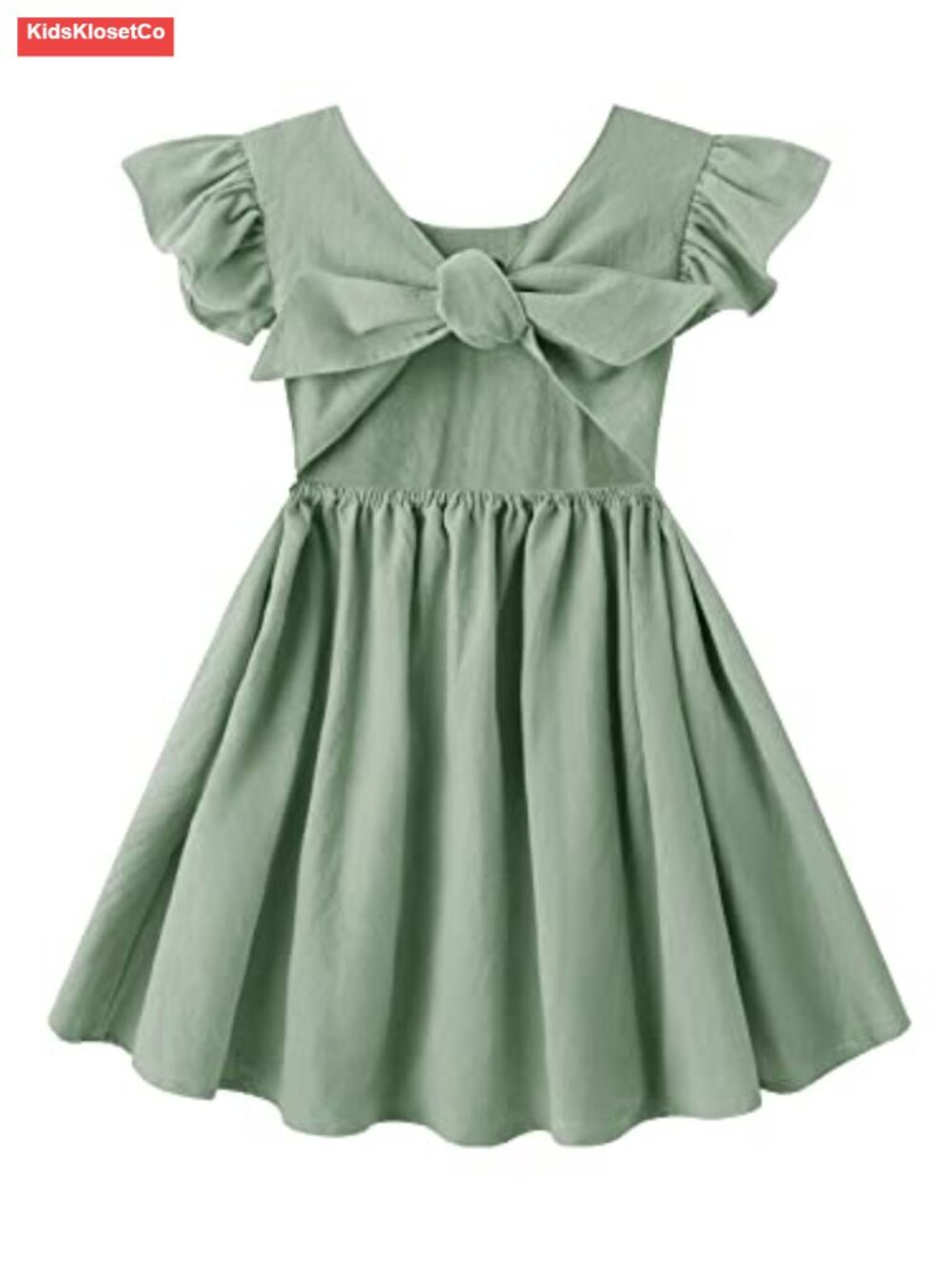 Toddler Girls Cotton Linen Ruffle Backless Sleeveless Party Dress